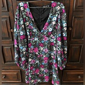 Nasty Gal Floral Print Dress with Black Base